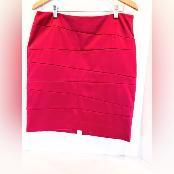 Monroe & Main Red/Fuchsia Poly Pencil Mini Skirt size 10 - Picture 1 of 11